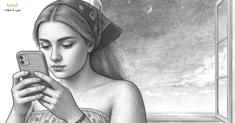 النمط القلق في التعلّق — امرأة تنتظر ردًّا على هاتفها ليلًا