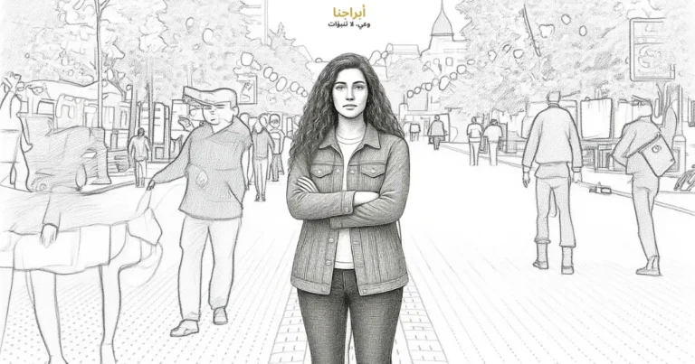 اختبار نمط التعلّق — امرأة تقف ثابتة وسط حركة الناس