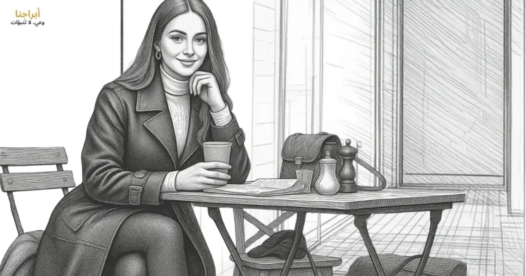 النمط الآمن في التعلّق — امرأة تجلس بثقة وهدوء في مقهى